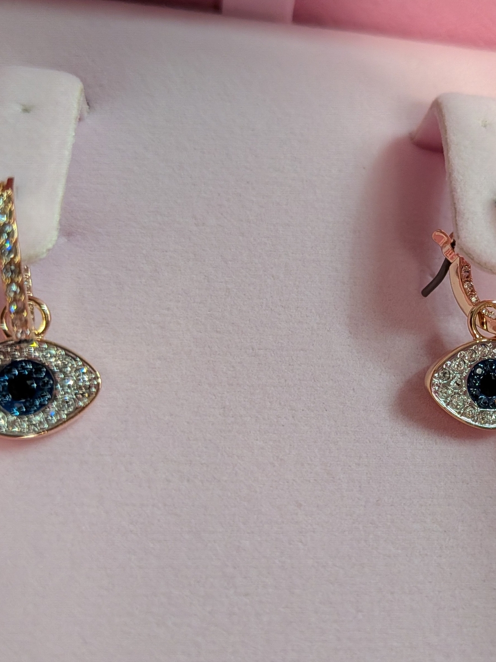 Swarovski Symbolica Evil Eye Hoop Earrings Blue Rose Gold 5425857 - Picture 2 of 5